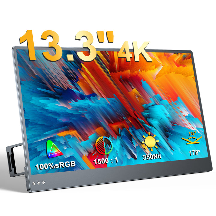 EVICIV M133C02 13.3インチ 4Kモバイルモニター 3840x2160p｜PS5対応・ノートPC用サブディスプレイ・出張用｜Type-C給電対応・軽量560g・400nits高輝度・ブルーライト対応