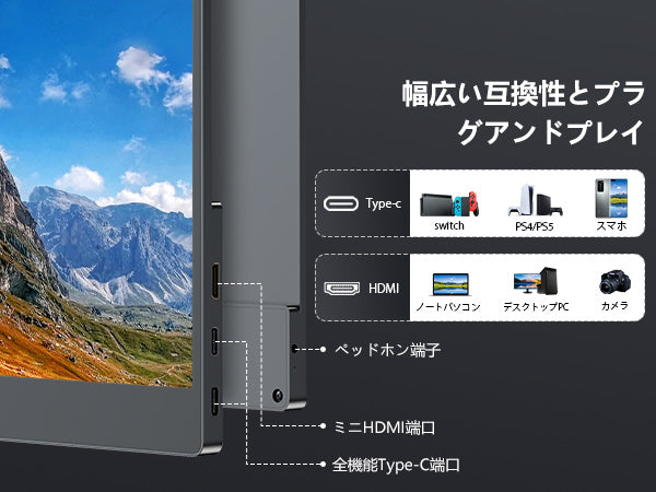 EVICIV M133C02 13.3インチ 4Kモバイルモニター 3840x2160p｜PS5対応・ノートPC用サブディスプレイ・出張用｜Type-C給電対応・軽量560g・400nits高輝度・ブルーライト対応
